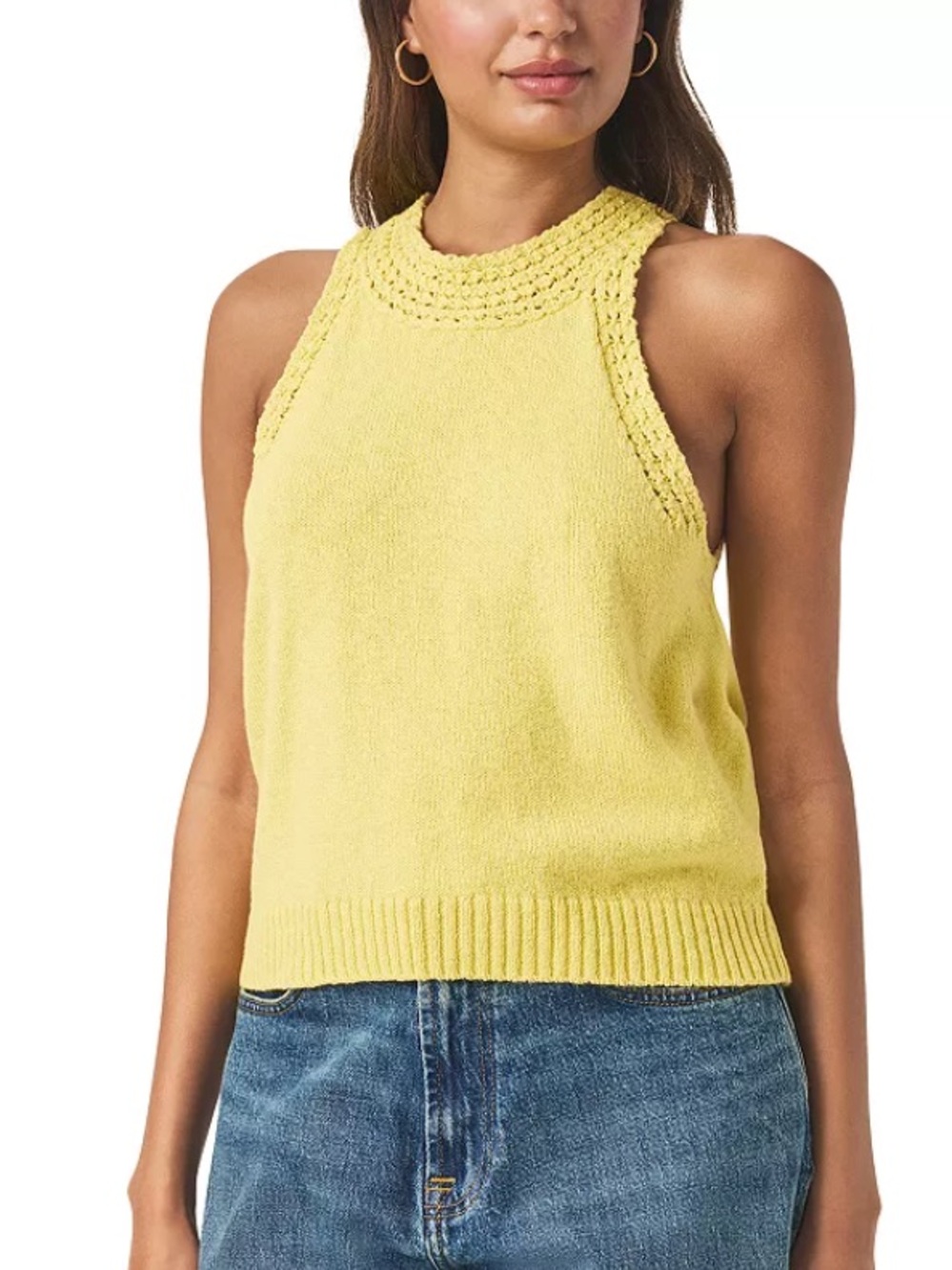 NWT Splendid Yellow Knit Halter Tank Top size M